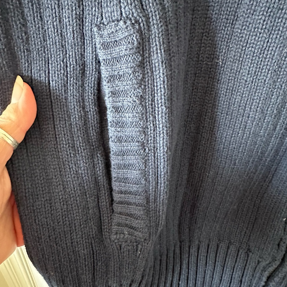 Men's Navy Blue Full-Zip Sweater - Picture 4 of 5